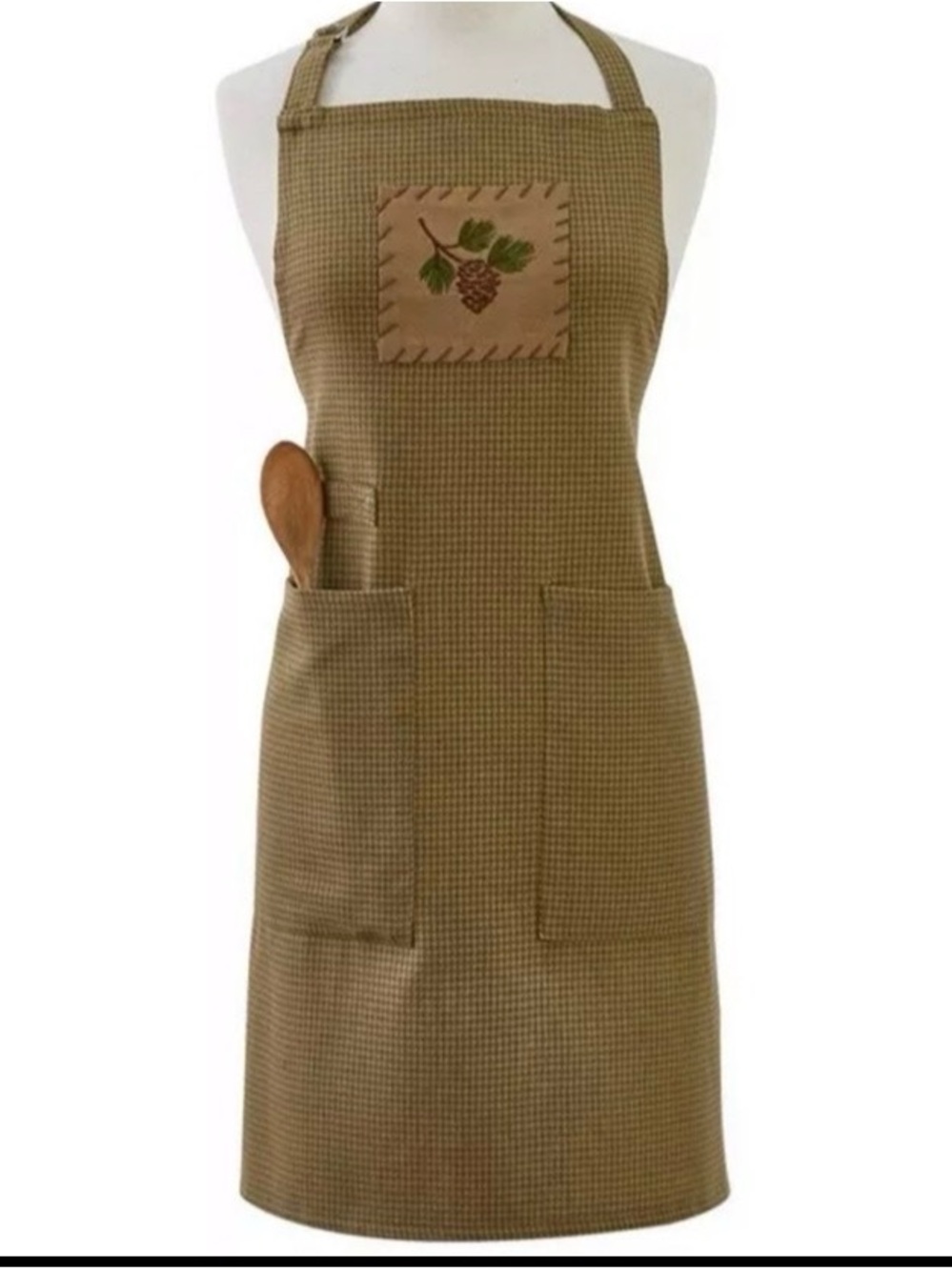 Reversible Brown Waffle Apron with Grape Patch